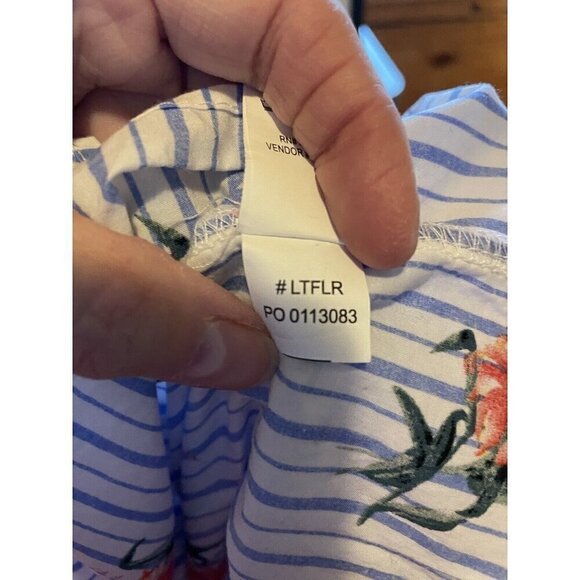 Kaktus Dress Tiered Floral Stripes Bell Sleeve Small Cottage Core Spring Summer - Picture 7 of 8